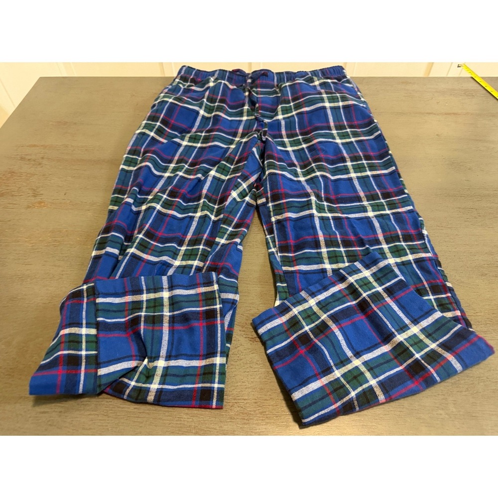 Sonoma Goods for Life Mens Blue Green Plaid Flannel Pajama Pants Large